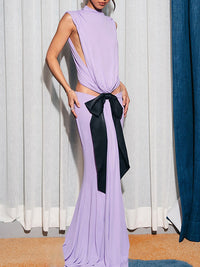 Bowknot Sleeveless Maxi Dress