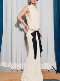 Bowknot Sleeveless Maxi Dress