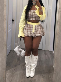 Plaid Combo Skirt Set