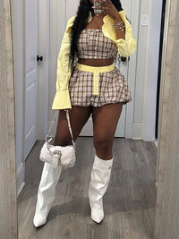 Plaid Combo Skirt Set