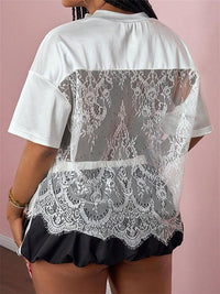 Lace-Combo V-Neck Tee