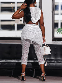 Lace Halter Hoodie & Cropped Pants Set