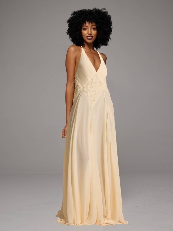 Plunge Sleeveless Maxi Dress