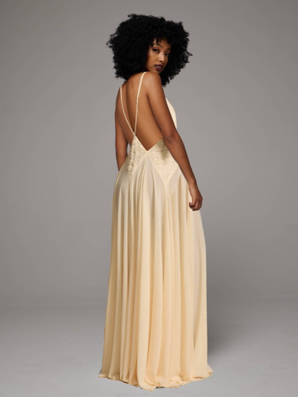 Plunge Sleeveless Maxi Dress
