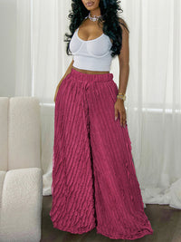 Ruched Wide-Leg Pants