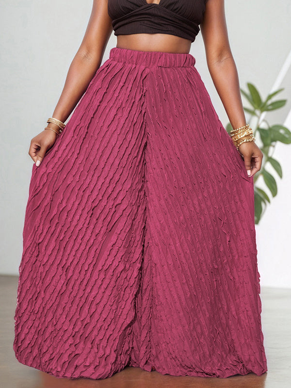 Ruched Wide-Leg Pants