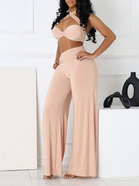 Halter Bandeau Top & Wide-Leg Pants Set