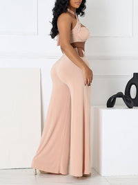 Halter Bandeau Top & Wide-Leg Pants Set