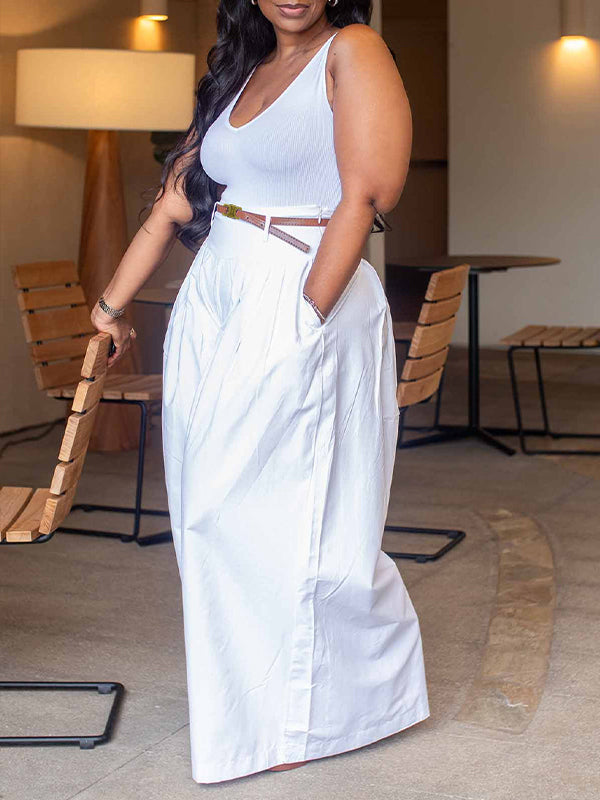 Solid Wide-Leg Pants