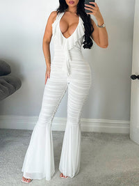 Ruffle Flared Halter Jumpsuit