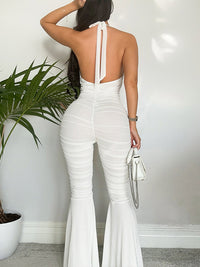 Ruffle Flared Halter Jumpsuit