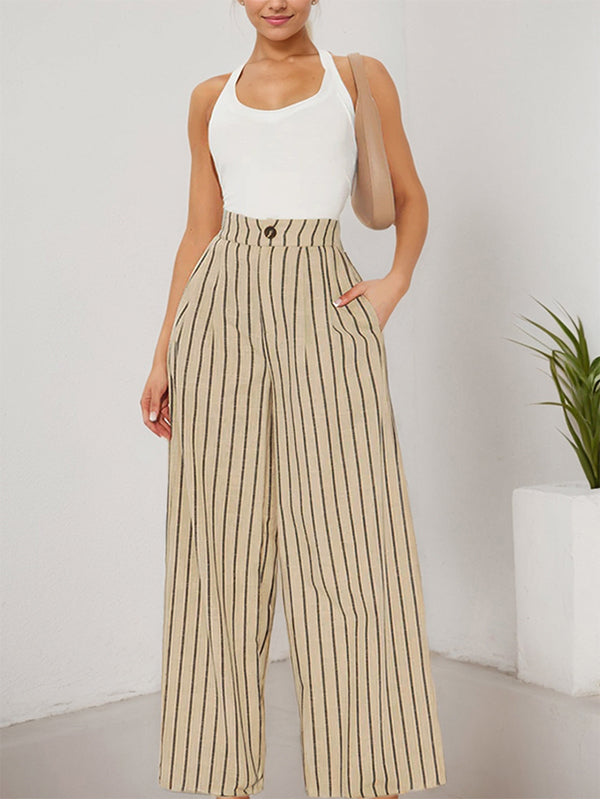 Stripe Wide-Leg Pants