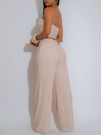 Solid Tube Top & Pants Set