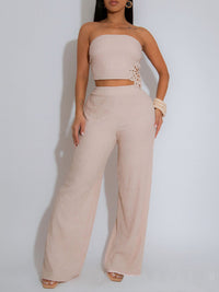 Solid Tube Top & Pants Set