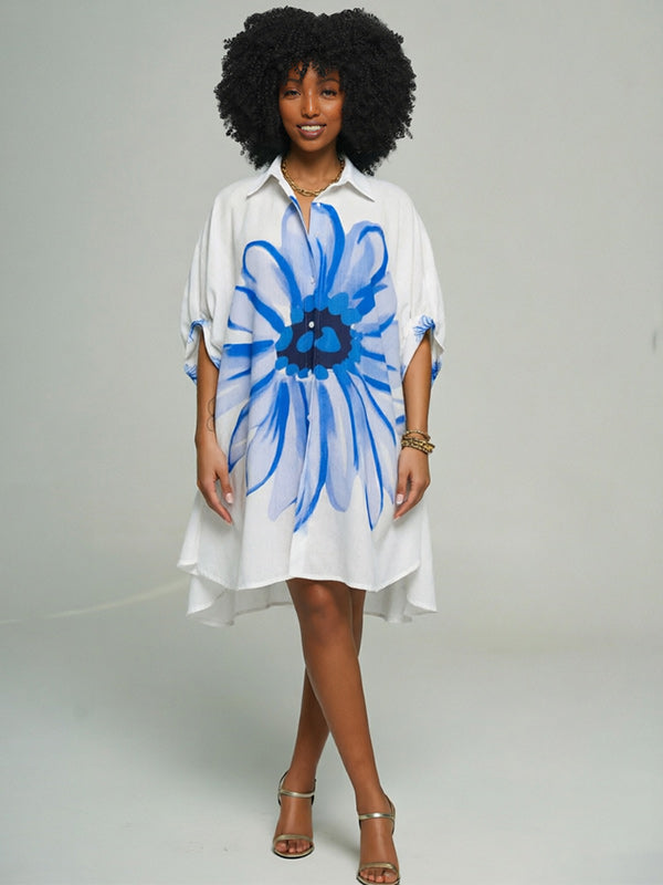 Floral Printed Shirt Dress