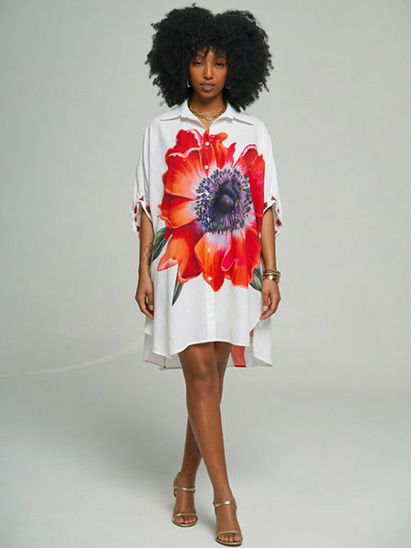 Floral Printed Shirt Dress