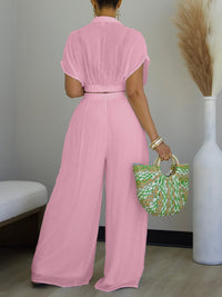 V-Neck Top & Wide-Leg Pants Set
