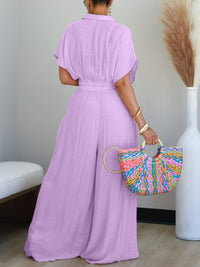 V-Neck Top & Wide-Leg Pants Set