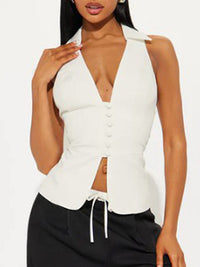 Solid Button-Front Vest