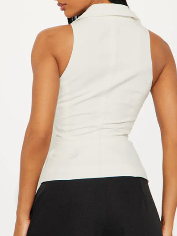 Solid Button-Front Vest