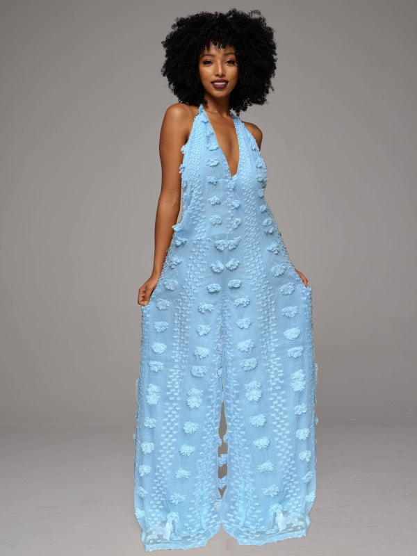 Solid Halter Wide-Leg Jumpsuit