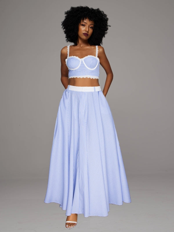Stripe Bandeau Top & Skirt Set