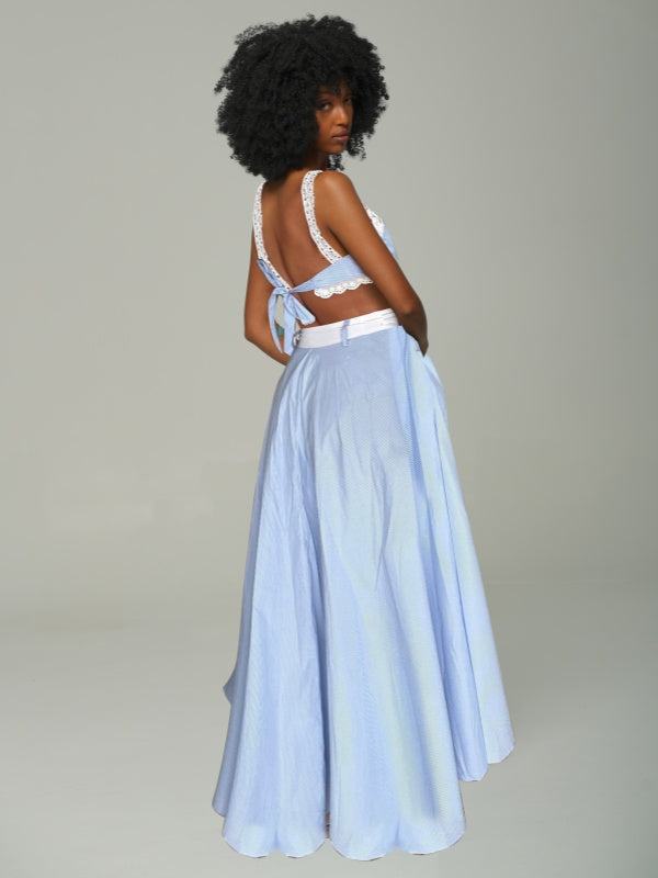 Stripe Bandeau Top & Skirt Set
