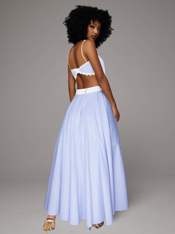 Stripe Bandeau Top & Skirt Set