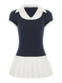 Two-Tone Combo Pleated Dress