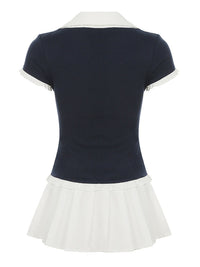 Two-Tone Combo Pleated Dress