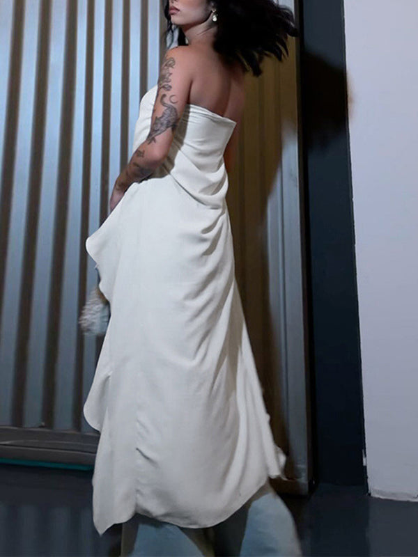 Strapless Slit Tunic Top