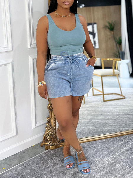 Tank Top & Washed Shorts Set