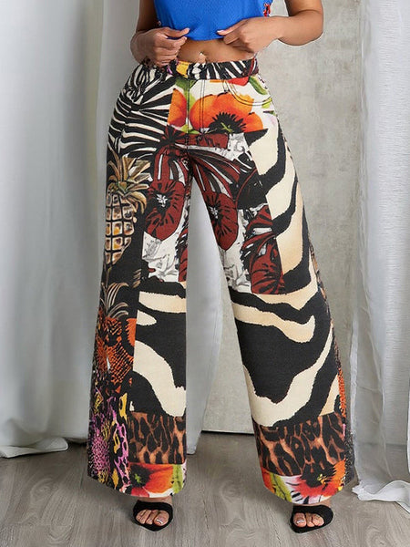 Printed Wide-Leg Pants