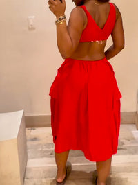 Sleeveless Cutout Cargo Dress