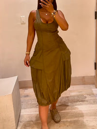 Sleeveless Cutout Cargo Dress