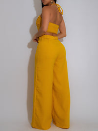 Solid Halter Top & Pants Set