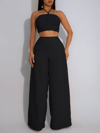 Solid Halter Top & Pants Set