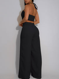 Solid Halter Top & Pants Set