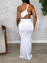 Solid One-Shoulder Maxi Dress