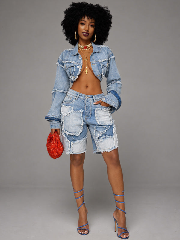 Denim Jacket & Bermuda Shorts Set