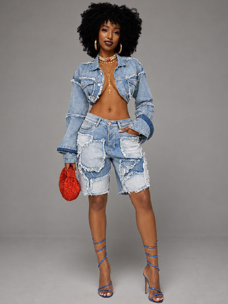 Denim Jacket & Bermuda Shorts Set