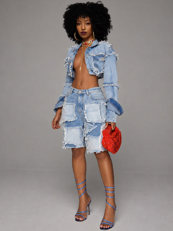 Denim Jacket & Bermuda Shorts Set