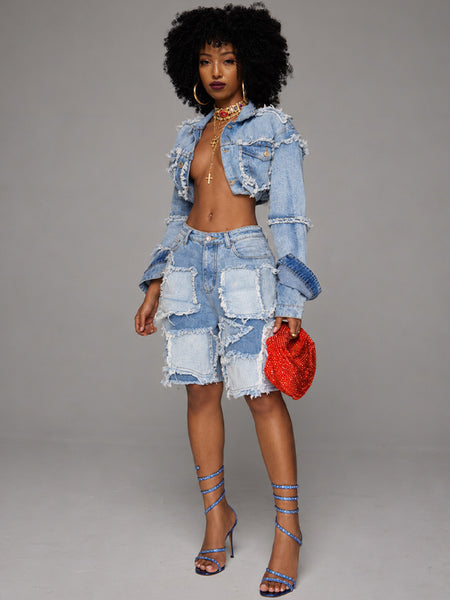Denim Jacket & Bermuda Shorts Set
