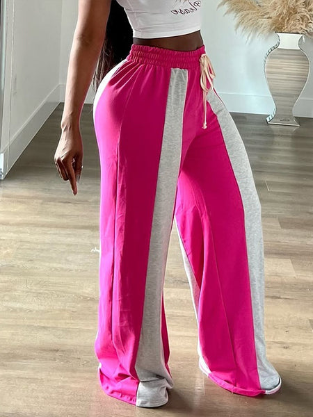 Two-Tone Wide Leg Sweatpants