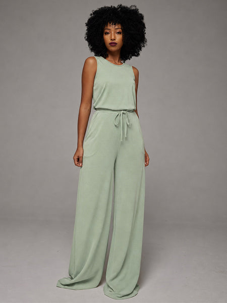 Solid Sleeveless Jumpsuit