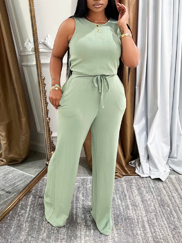Solid Sleeveless Jumpsuit