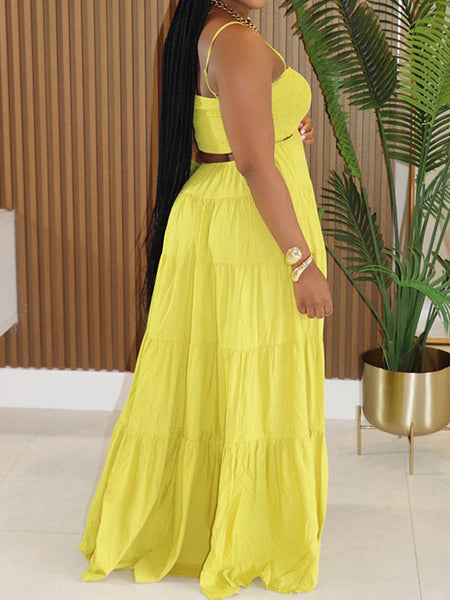 Solid Cami Ruffle Dress
