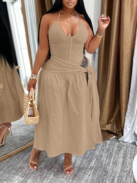 Solid Bodysuit & Tied Skirt Set