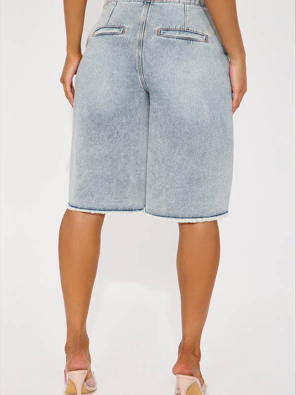 Lace Combo Denim Shorts