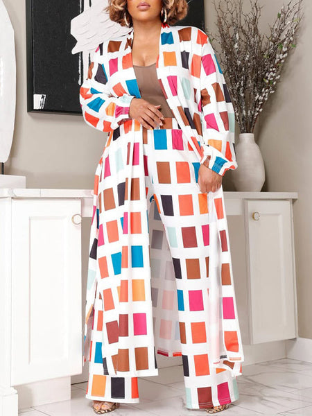 Colorblock Cardigan & Pants Set